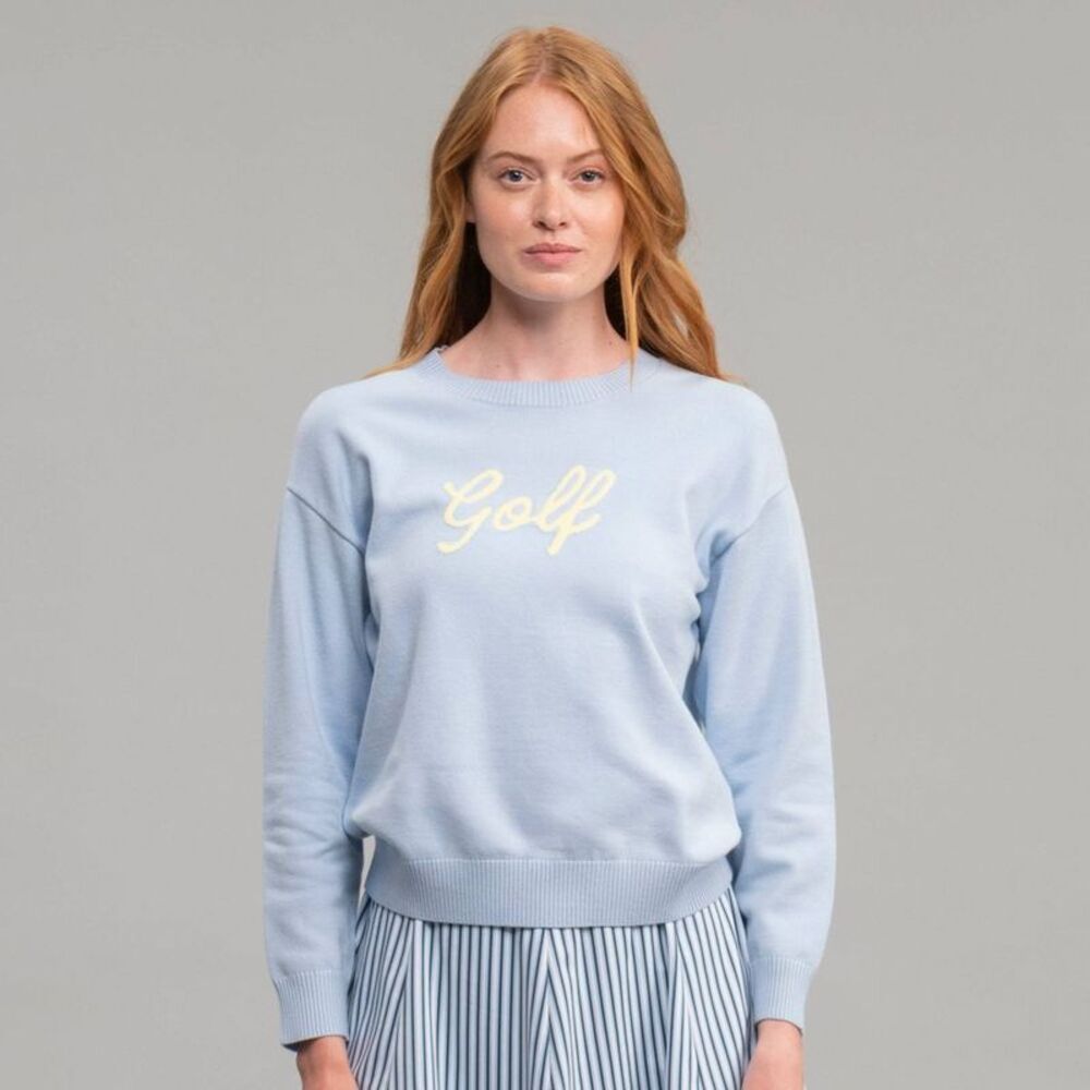 Richer Poorer Women's "Golf" Crewneck Knit Sweater - Light Blue M